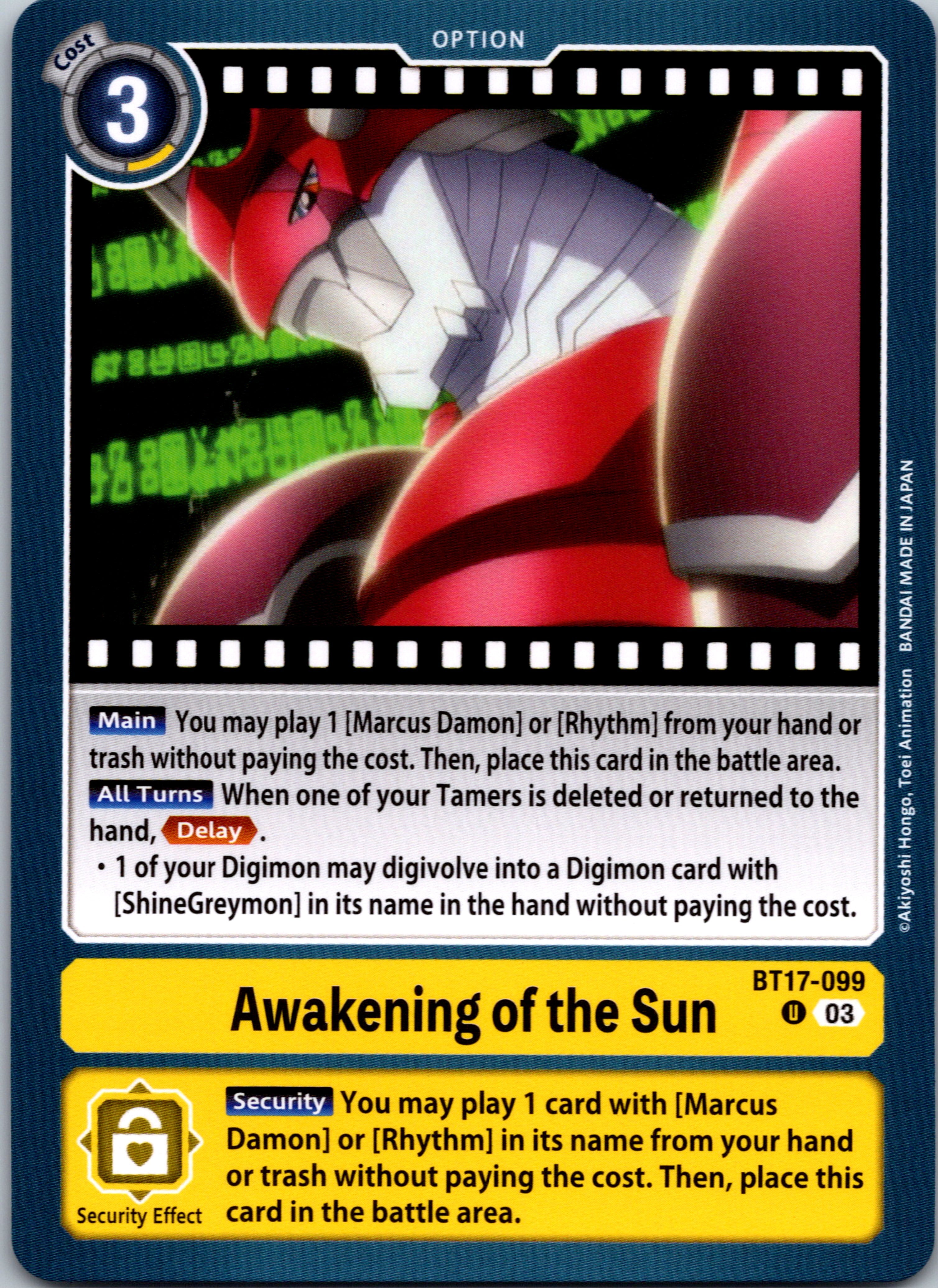 Awakening of the Sun [BT17-099-U] [Secret Crisis] Normal