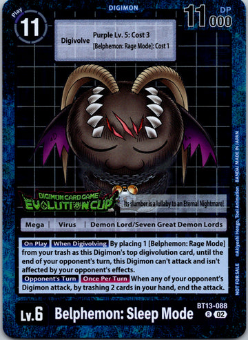 Belphemon: Sleep Mode - BT13-088 (2024 Evolution Cup) [BT13-088-R] [Versus Royal Knights] Foil