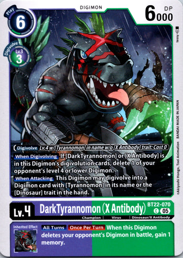 Dark Tyrannomon (X Antibody) [BT22-070 C] [Cyber Eden]