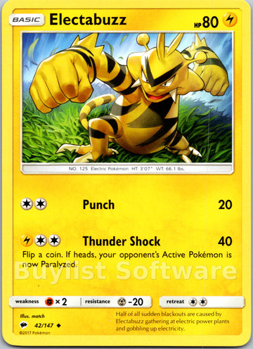 Electabuzz [42/147] [Burning Shadows] Reverse Holofoil