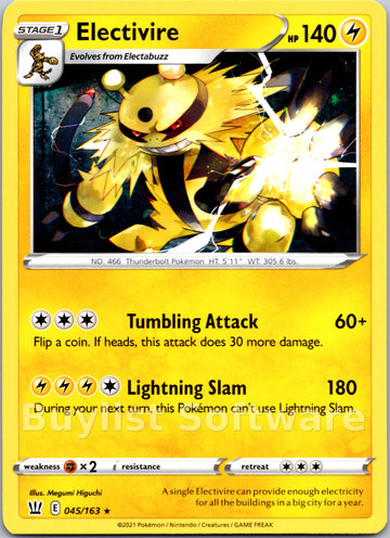Electivire [045/163] [Battle Styles] Reverse Holofoil