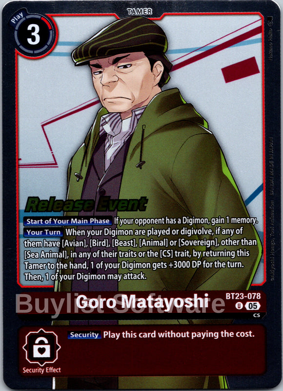 Goro Matayoshi [BT23-078 U] [Hackers' Slumber Release Event Cards]