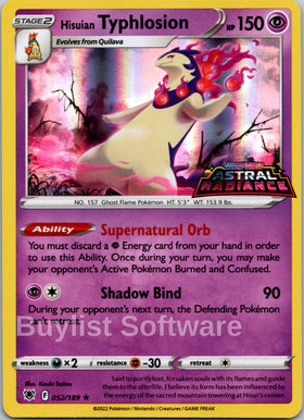 Hisuian Typhlosion (GameStop Exclusive) [052/189] [Astral Radiance] Holofoil