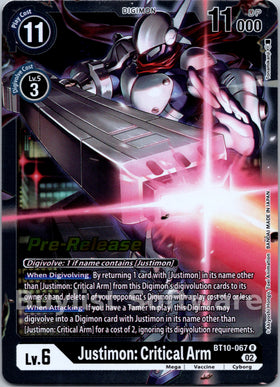 Justimon: Critical Arm [BT10-067] [Xros Encounter Pre-Release Cards] Foil