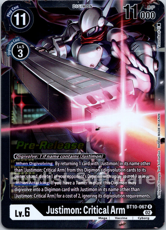 Justimon: Critical Arm [BT10-067] [Xros Encounter Pre-Release Cards] Foil