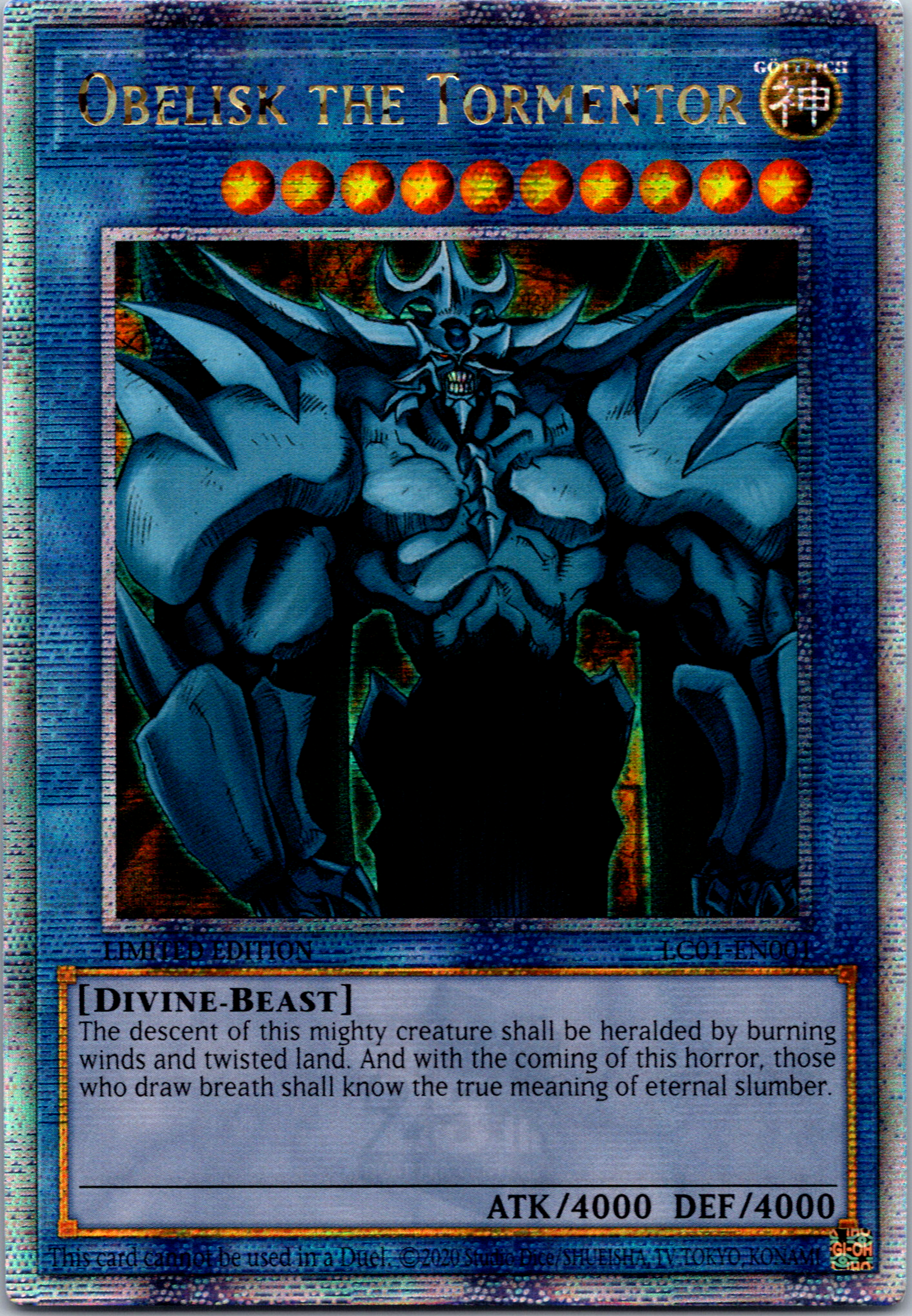 Obelisk the Tormentor (25th Anniversary) [LC01-EN001] Quarter Century Secret Rare