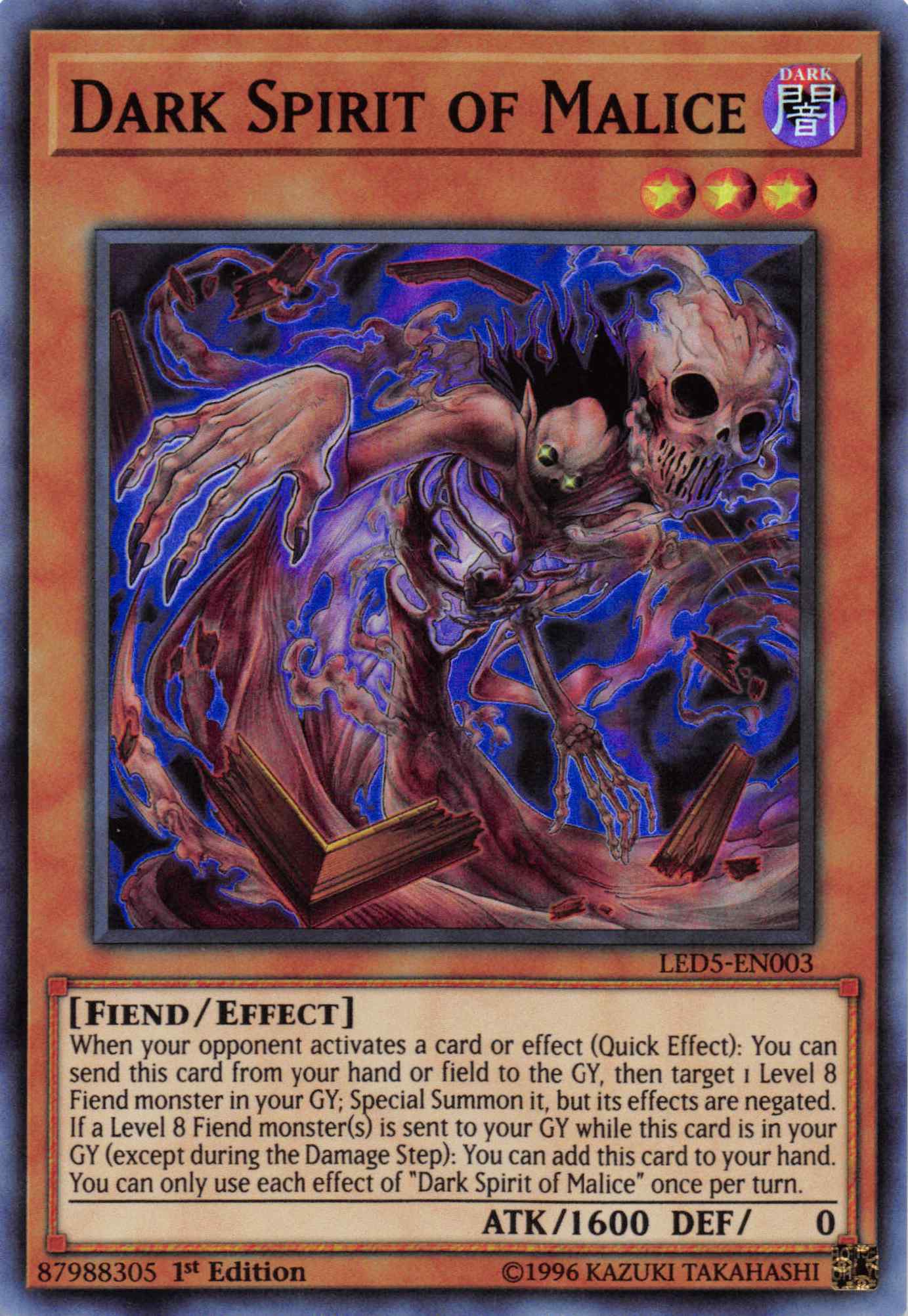 Dark Spirit of Malice [LED5-EN003] Super Rare