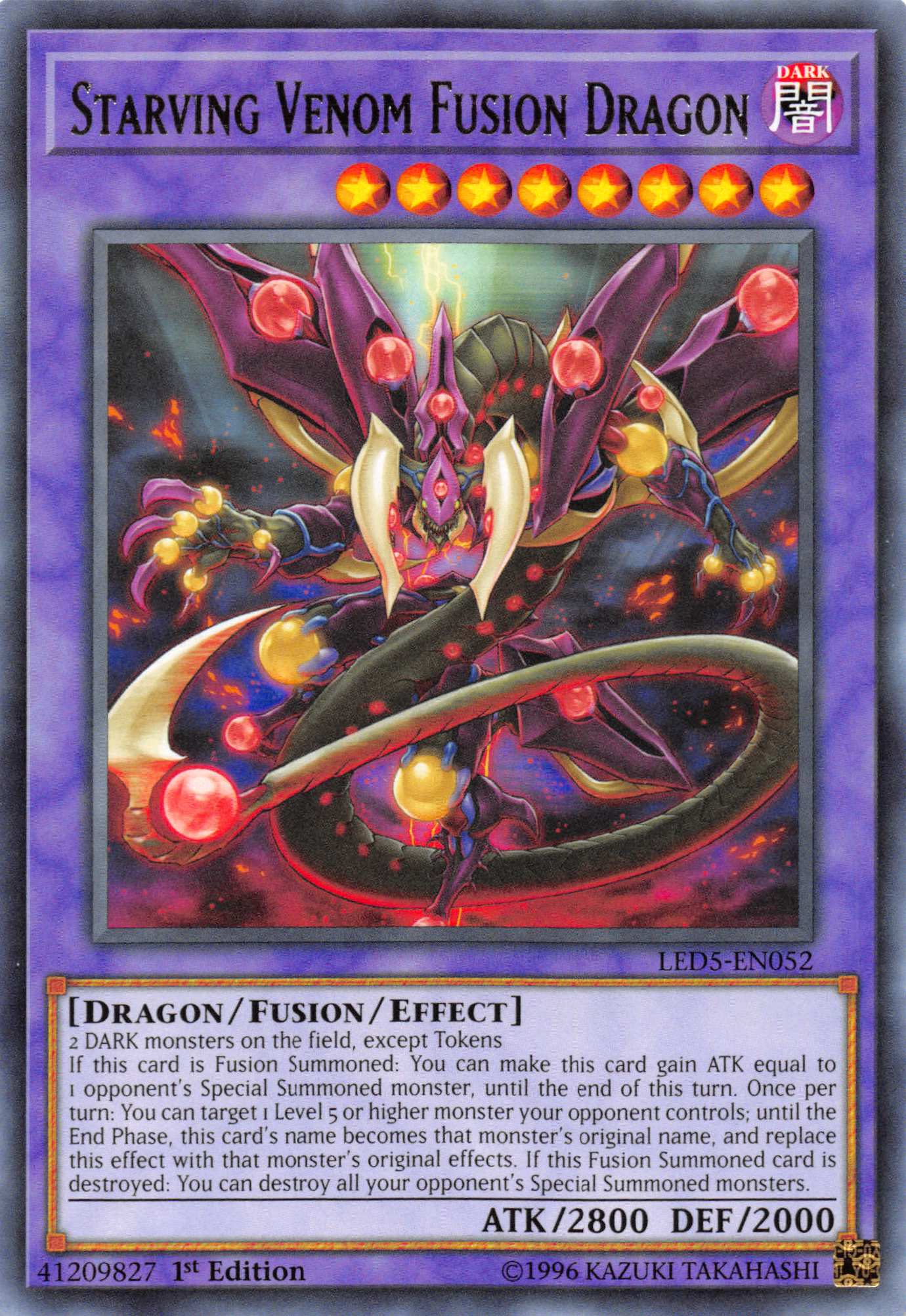 Starving Venom Fusion Dragon [LED5-EN052] Rare