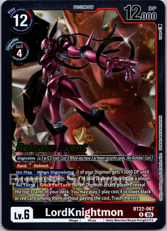LordKnightmon [BT22-067 R] [Cyber Eden Release Event Cards] Foil