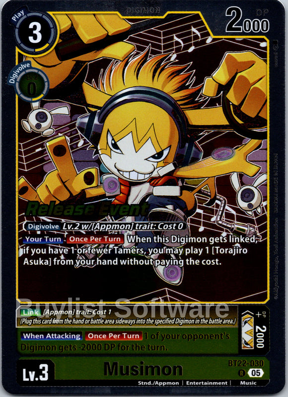 Musimon [BT22-030 R] [Cyber Eden Release Event Cards] Foil