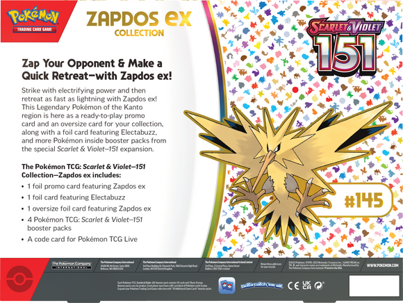 Pokémon TCG: Scarlet & Violet - 151 Collection (Zapdos ex)