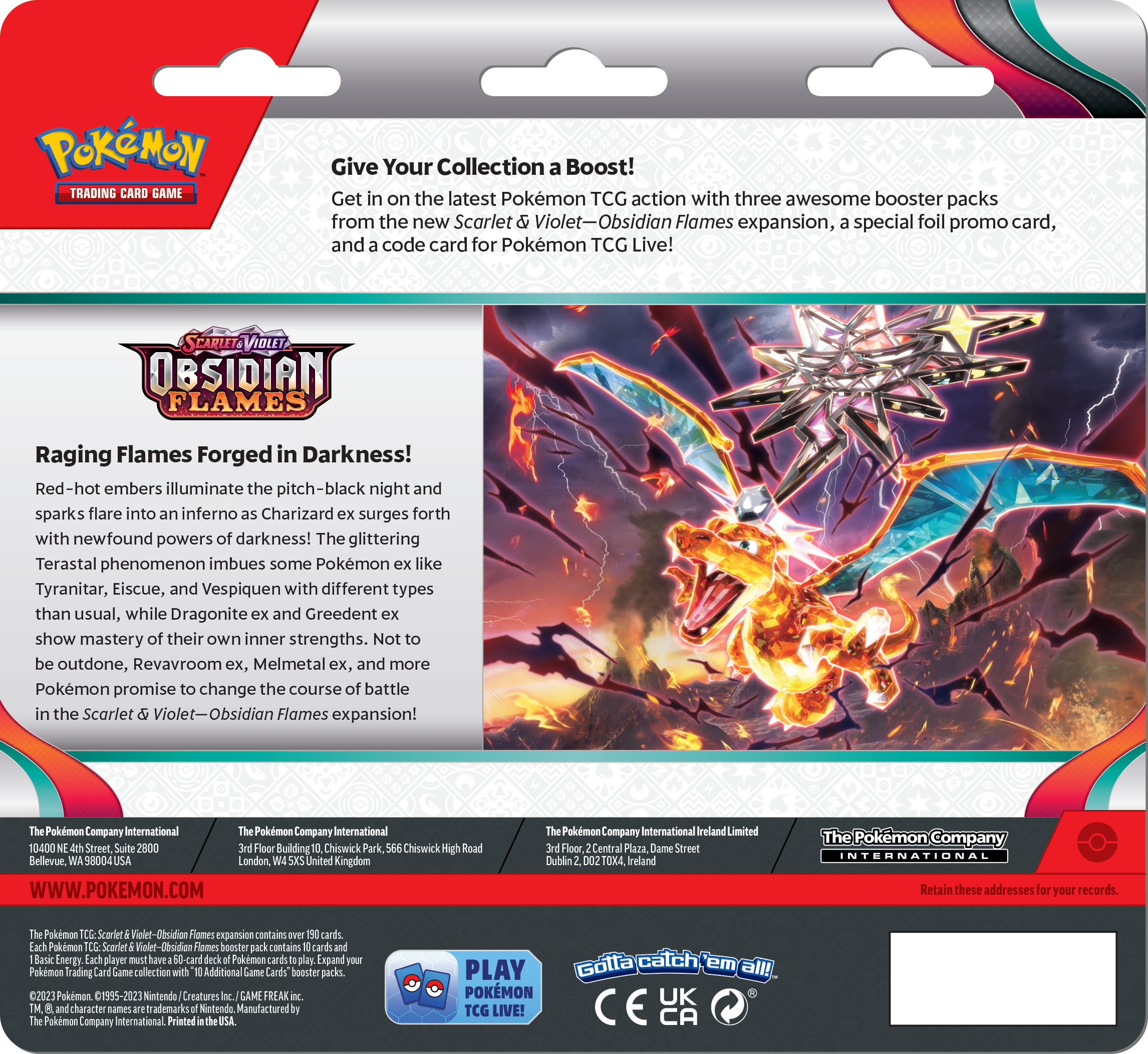 Pokémon TCG: Scarlet & Violet Obsidian Flames - 3-Pack Blister (Houndstone)