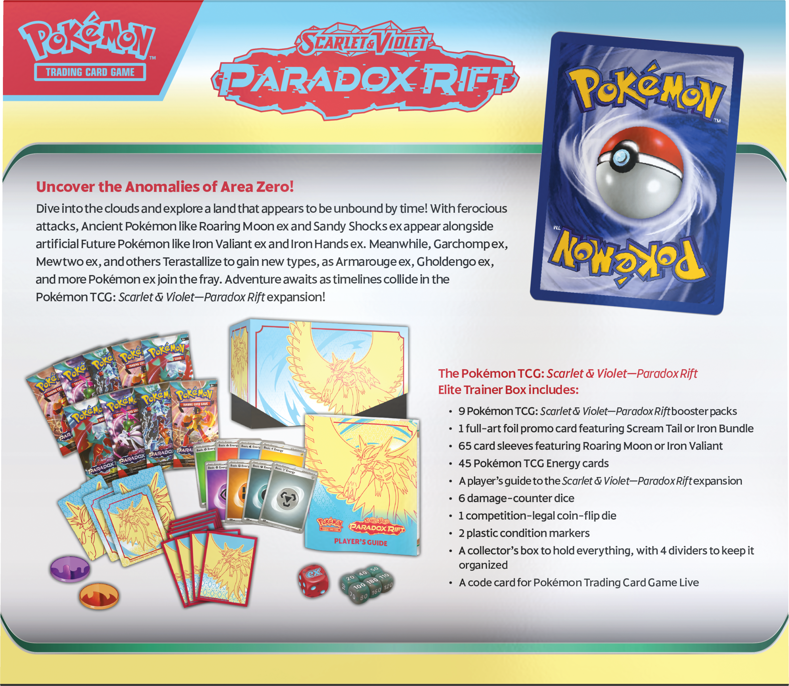Pokémon TCG Scarlet & Violet Paradox Rift - Elite Trainer Box (Roaring Moon)