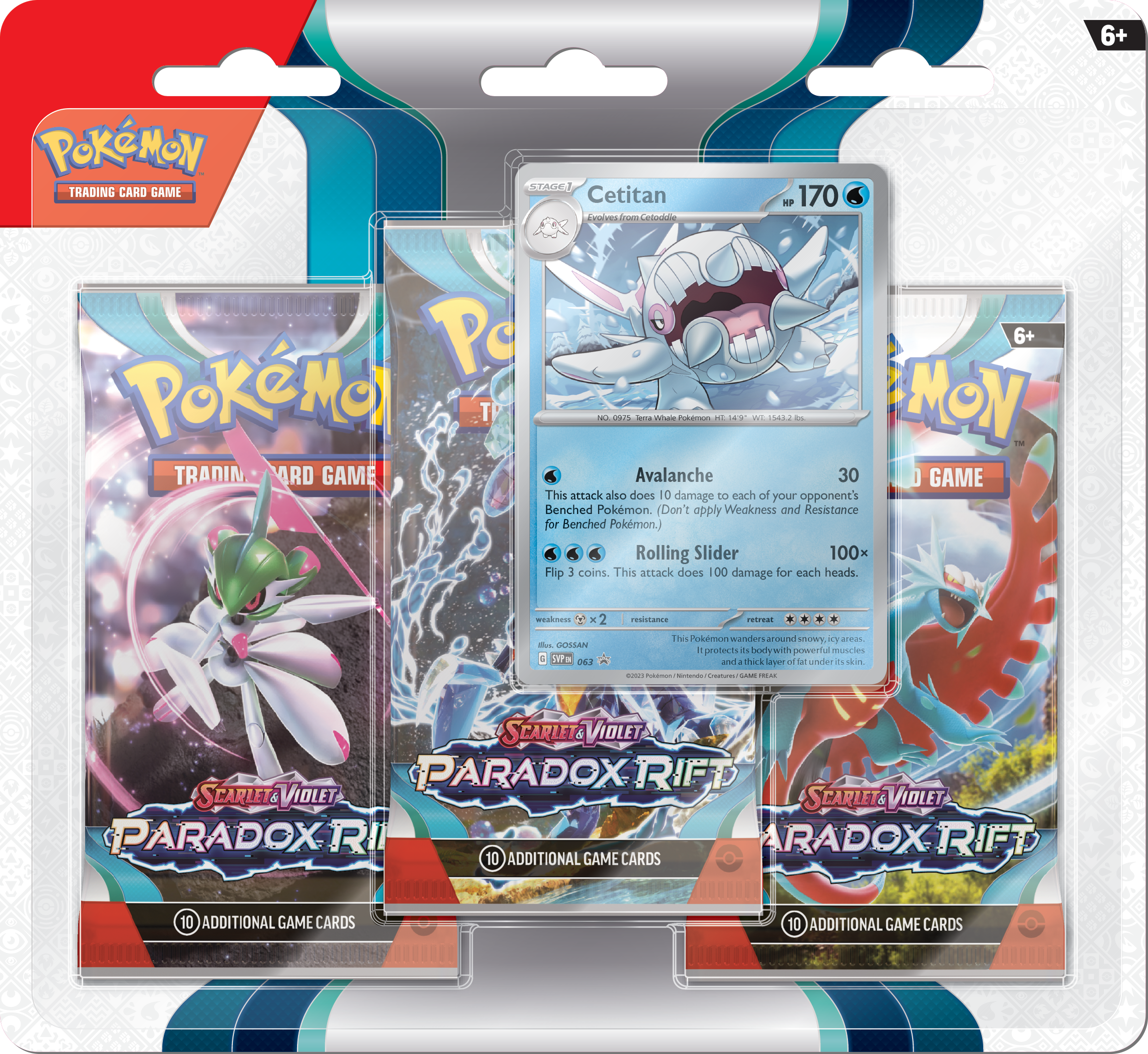 Pokémon TCG: Scarlet & Violet Paradox Rift - 3-Pack Blister (Cetitan)