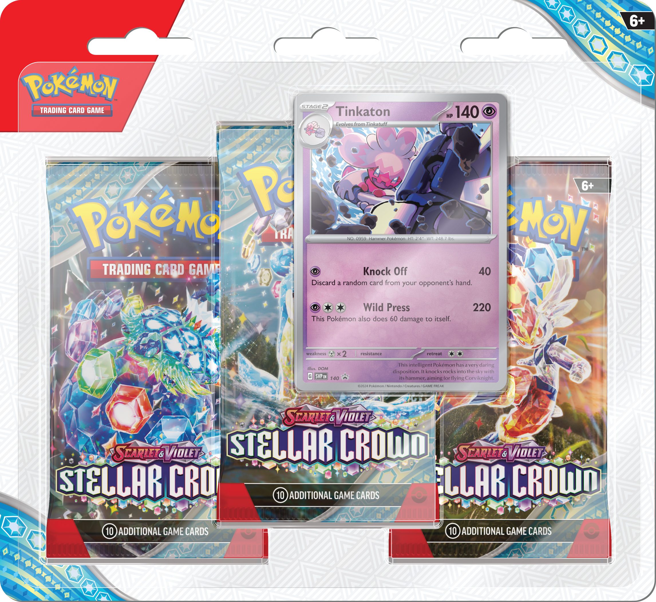 Pokémon TCG: Scarlet & Violet Stellar Crown - 3-Pack Blister (Tinkaton)
