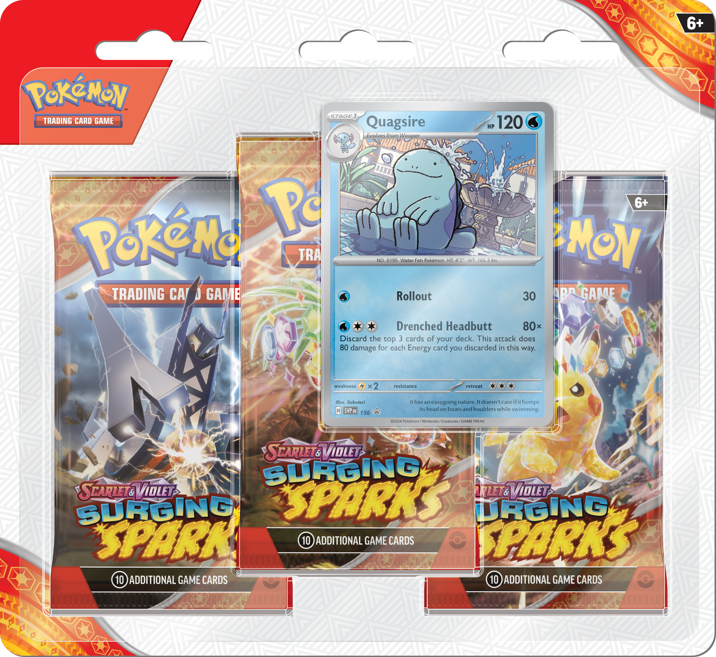 Pokémon TCG: Scarlet & Violet Surging Sparks - 3-Pack Blister (Quagsire)