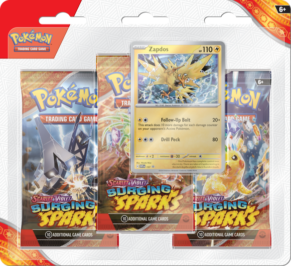 Pokémon TCG: Scarlet & Violet Surging Sparks - 3-Pack Blister (Zapdos)