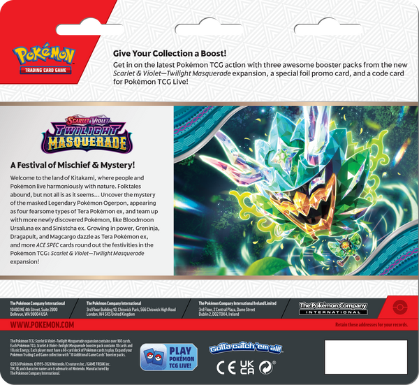 Pokémon TCG: Scarlet & Violet Twilight Masquerade - 3-Pack Blister (Snorlax)