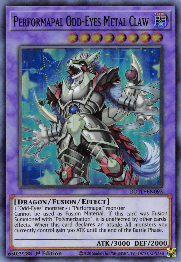 Performapal Odd-Eyes Metal Claw [ROTD-EN092] Super Rare