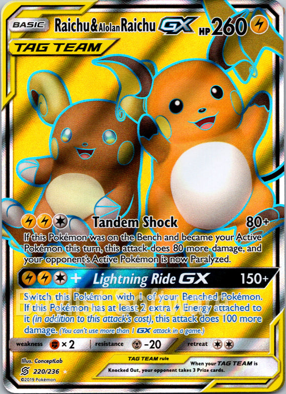 Raichu & Alolan Raichu GX [220/236] [Unified Minds] Holofoil
