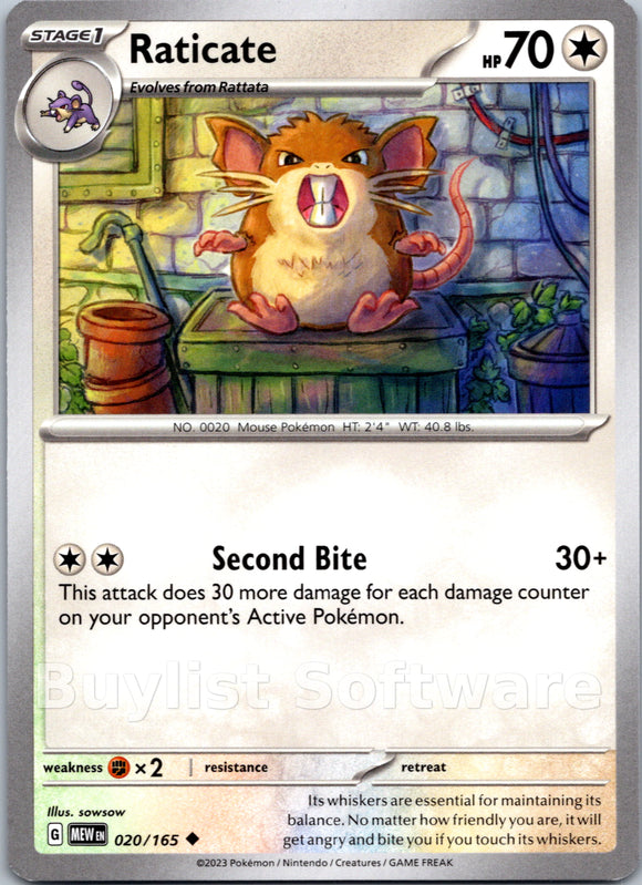Raticate (020/165) [Scarlet & Violet:  151] Reverse Holofoil