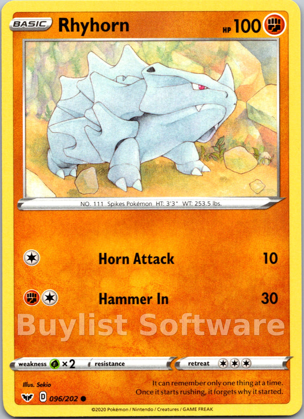 Rhyhorn (096/202) (096/202) [SWSH01: Sword & Shield Base Set]