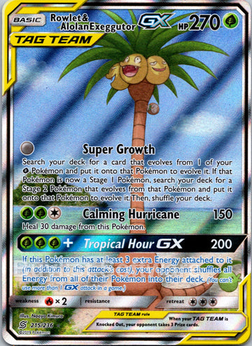 Rowlet & Alolan Exeggutor GX [215/236] [Unified Minds] Holofoil
