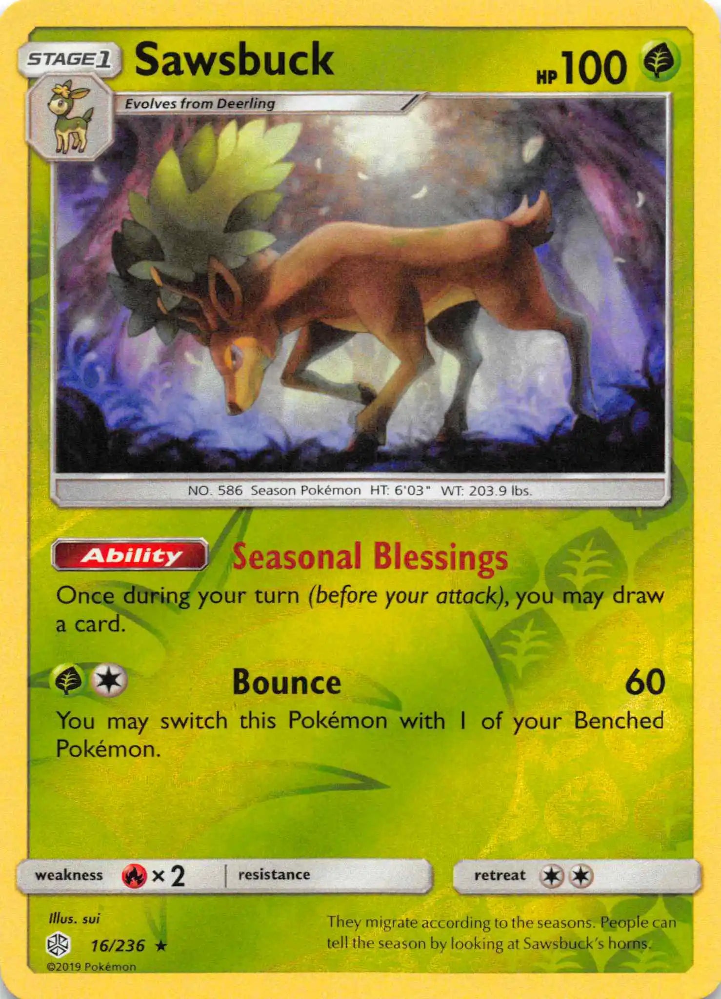 Sawsbuck [16/236] [Cosmic Eclipse] Reverse Holofoil