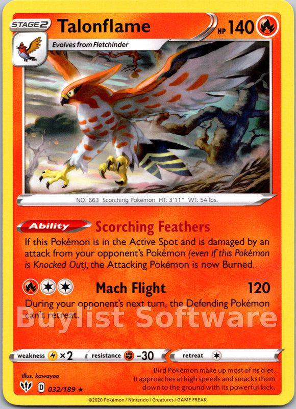 Talonflame (032/189) [SWSH03: Darkness Ablaze]