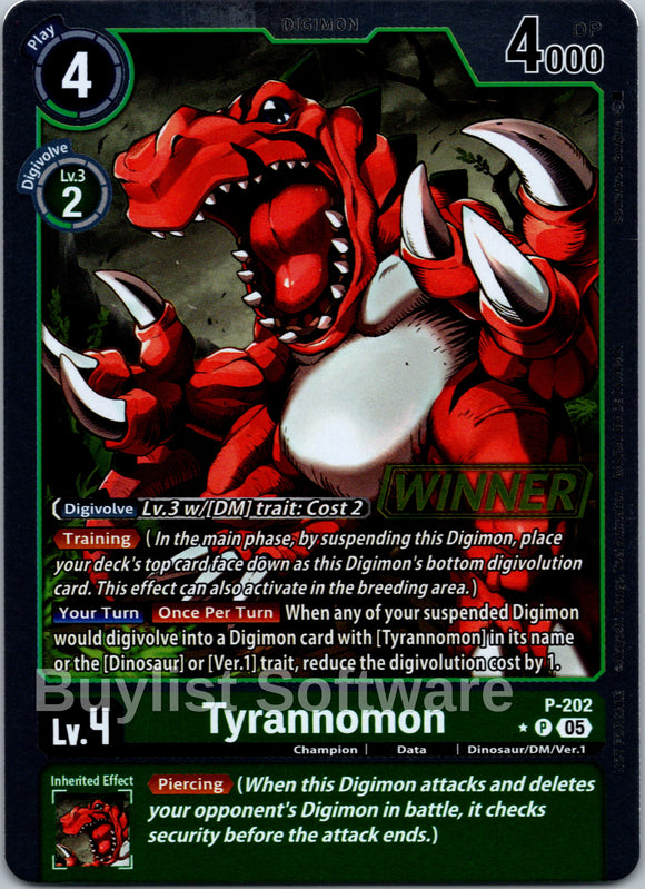 Tyrannomoni (Store Tournament 2025 Vol.4 Winner Pack) [P-202 P] [Digimon Promotion Cards] Foil