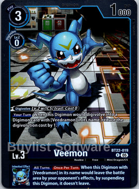 Veemon [BT22-019 R] [Cyber Eden] Foil