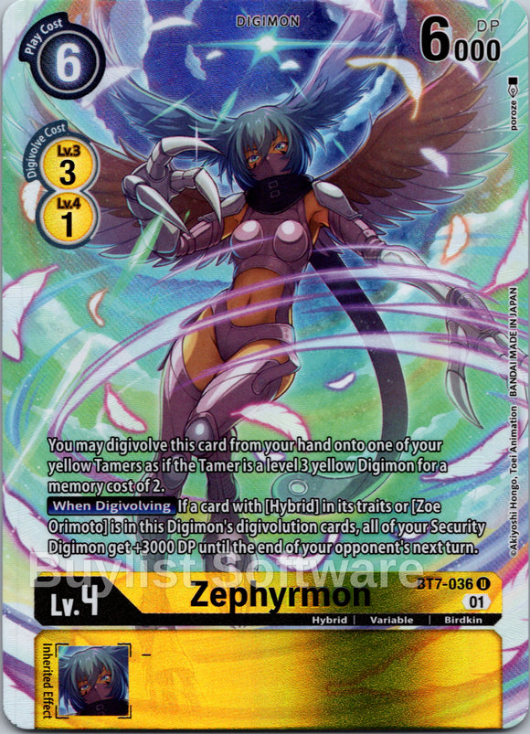 Zephyrmon (Alternate Art) [BT7-036 U] [Dimensional Phase] Foil