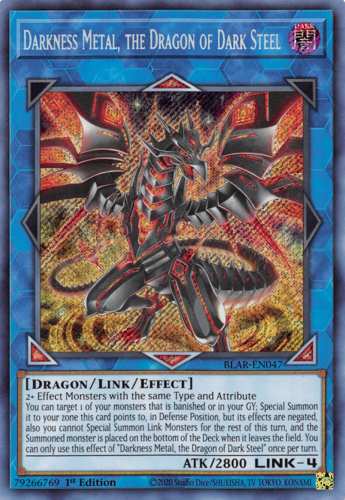 Darkness Metal, the Dragon of Dark Steel [BLAR-EN047] Secret Rare