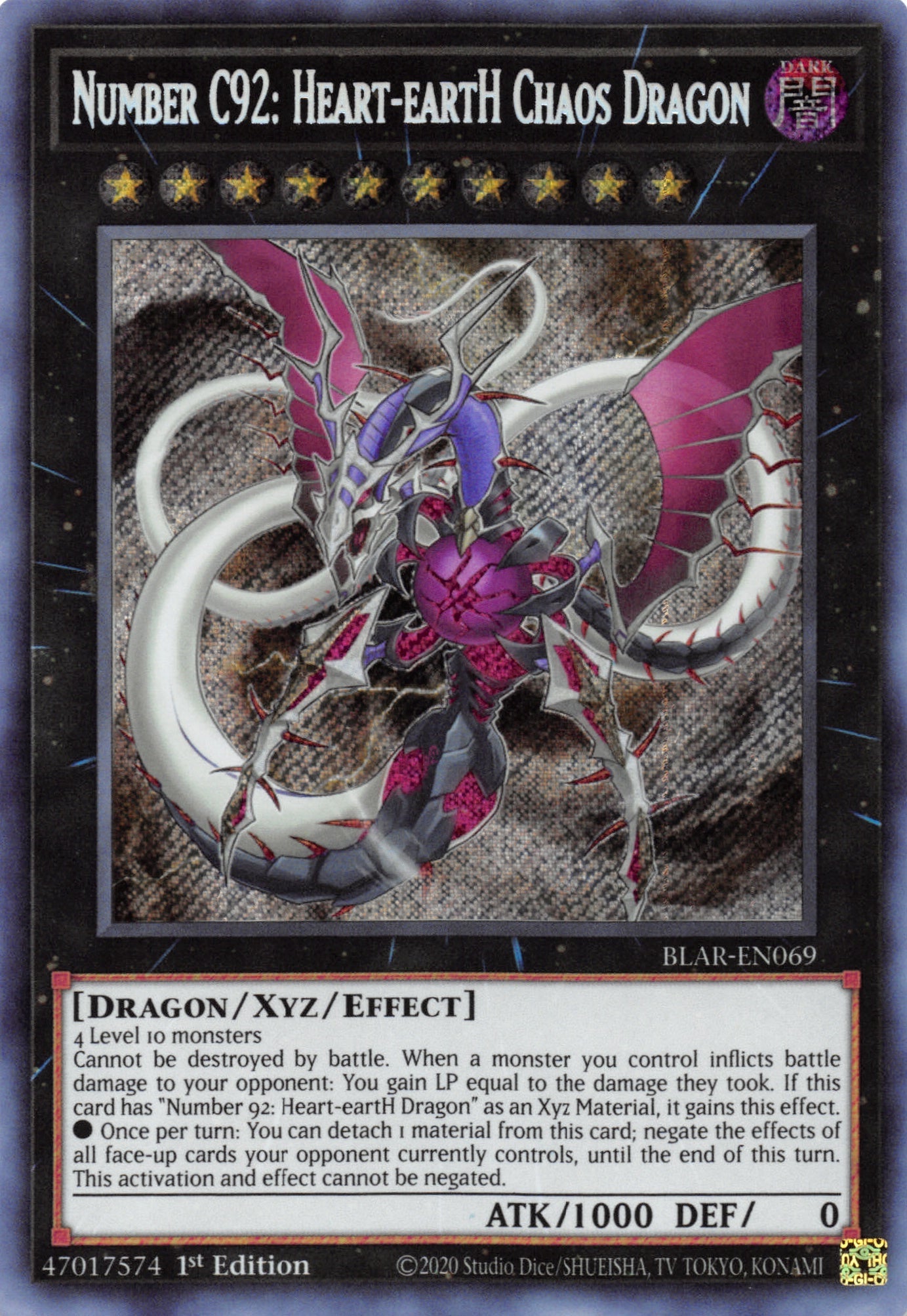 Number C92: Heart-eartH Chaos Dragon [BLAR-EN069] Secret Rare