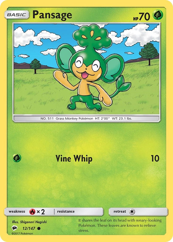 Pansage [12/147] [Burning Shadows] Reverse Holofoil