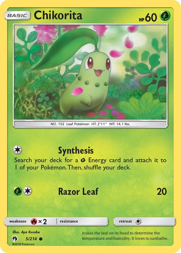 Chikorita (5) [5/214] [Lost Thunder] Reverse Holofoil