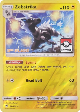 Zebstrika (League Challenge) [3rd Place] [082/114] [League & Championship Cards] Reverse Holofoil