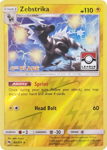Zebstrika (League Challenge) [4th Place] [082/214] [League & Championship Cards] Reverse Holofoil
