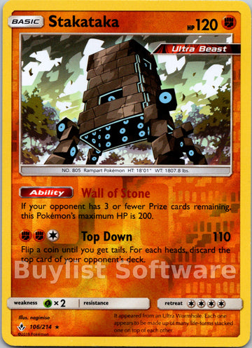 Stakataka [106/214] [Unbroken Bonds] Reverse Holofoil