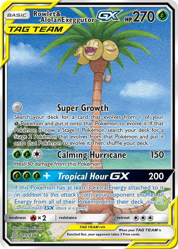 Rowlet & Alolan Exeggutor GX [215/236] [Unified Minds] Holofoil