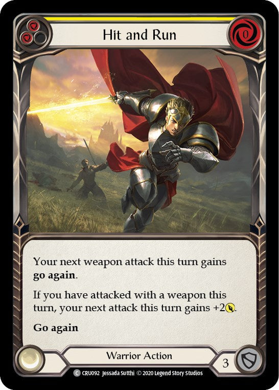 Hit and Run (Yellow) [CRU092] [Crucible of War] Unlimited Edition Rainbow Foil