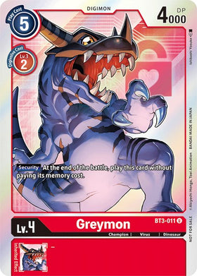 Greymon - BT3-011 (Box Topper) [BT3-011] [Release Special Booster 1.5] Foil