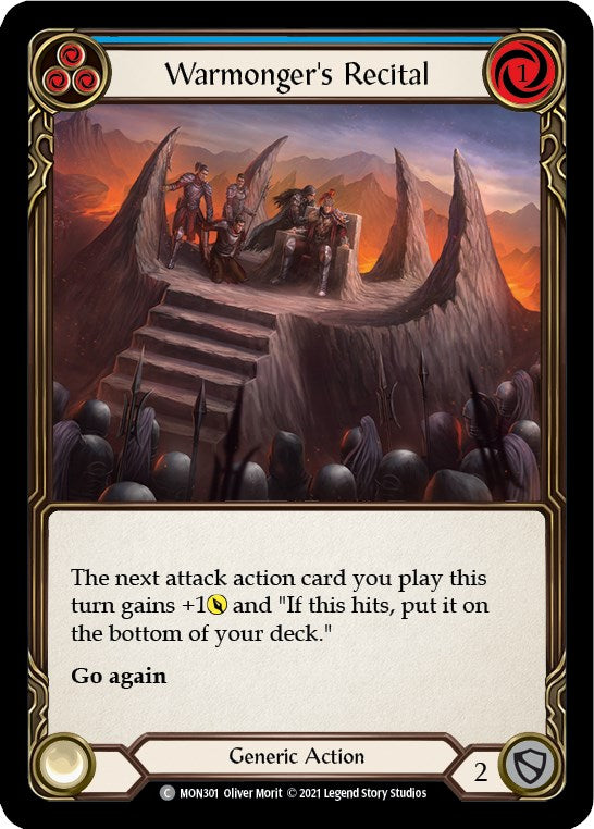 Warmonger's Recital (Blue) [MON301] [Monarch] Unlimited Edition Rainbow Foil
