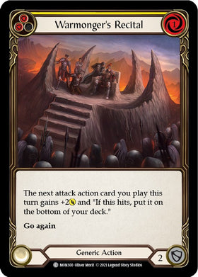 Warmonger's Recital (Yellow) [MON300] [Monarch] 1st Edition Rainbow Foil