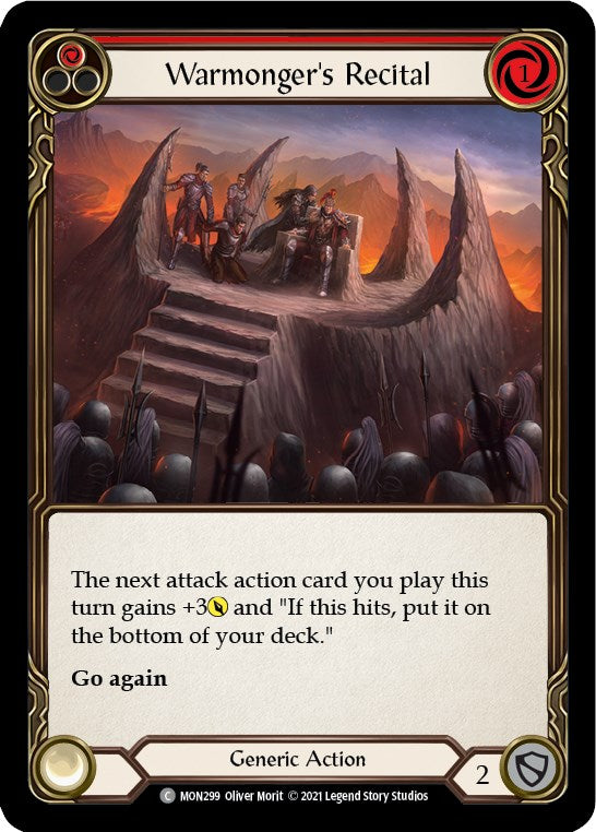 Warmonger's Recital (Red) [MON299] [Monarch] Unlimited Edition Rainbow Foil