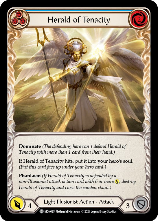 Herald of Tenacity (Blue) [MON025] [Monarch] Unlimited Edition Rainbow Foil