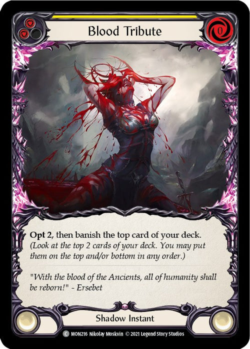 Blood Tribute (Yellow) [MON216] [Monarch] 1st Edition Rainbow Foil