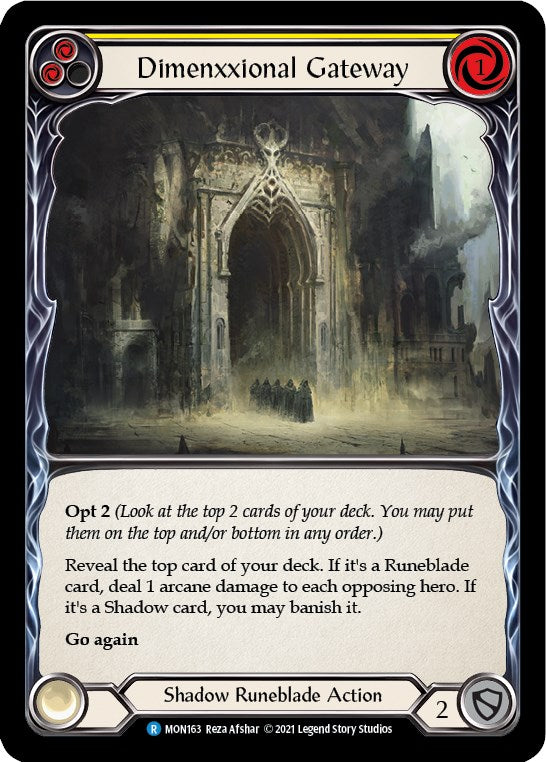 Dimenxxional Gateway (Yellow) [MON163] [Monarch] Unlimited Edition Rainbow Foil