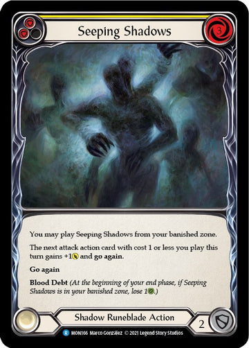 Seeping Shadows (Yellow) [MON166] [Monarch] Unlimited Edition Rainbow Foil