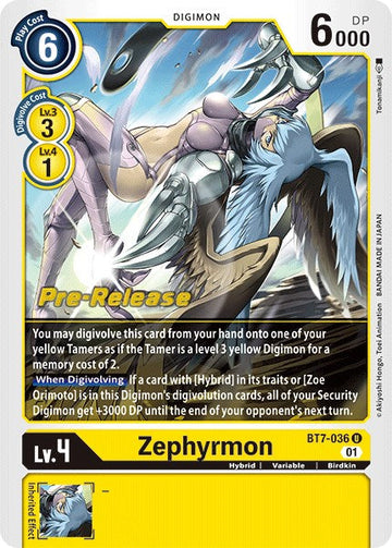 Zephyrmon [BT7-036 U] [Next Adventure Pre-Release Cards] Foil